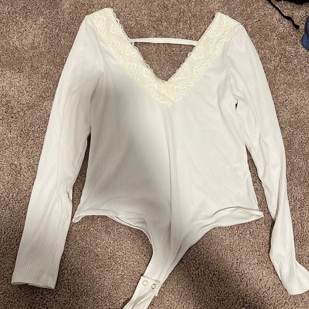 Cream long sleeve bodysuit
